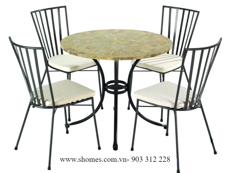 bàn ghế khung sắt phòng khách