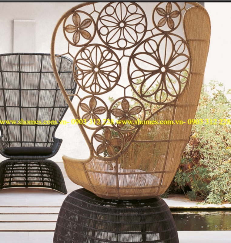  bàn ghế nhựa mây tp hcm, Ghế nữ hoàng màu đen, xưởng sản xuất ghế nhựa mây, xưởng gia công bàn ghế nhựa mây