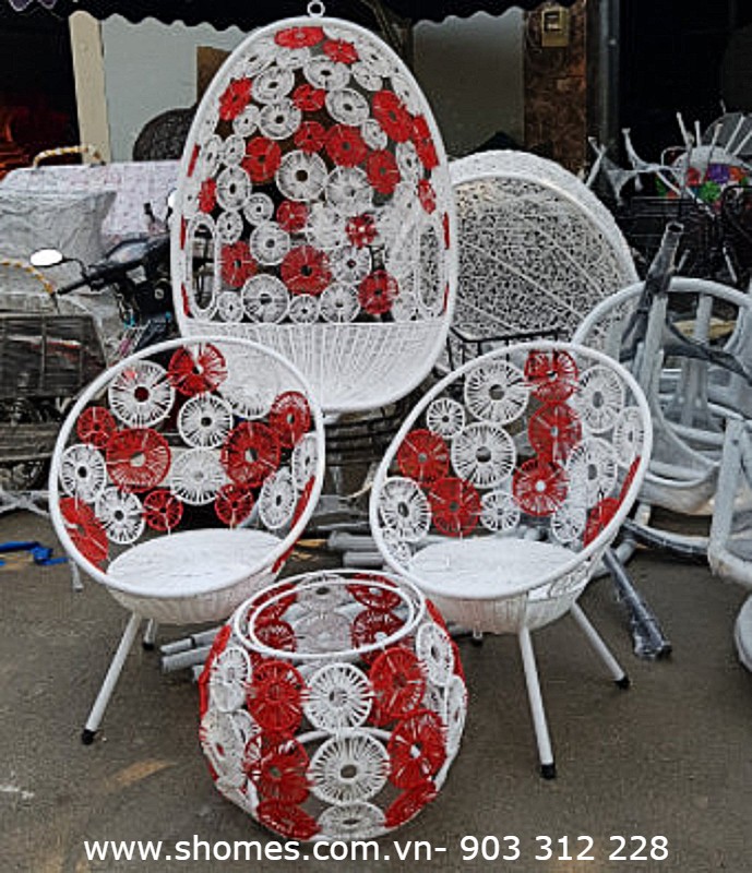 bàn ghế nhựa mây ngoài trời