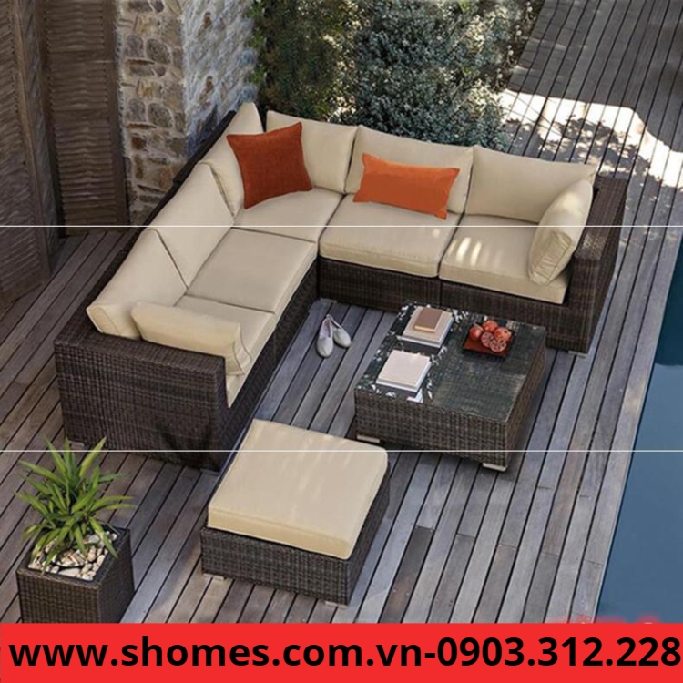 bàn ghế sofa mây bằng nhựa siêu đẹp