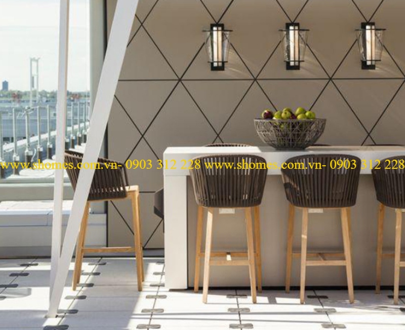 bộ bàn ghế cafe gỗ, nơi bán bàn ghế gỗ cà phê, Bộ bàn ghế bar cafe gỗ sợi dù ngoài trời, bàn ghế bar cafe, bàn ghế bar ngoài trời, bàn ghế gỗ sợi dù