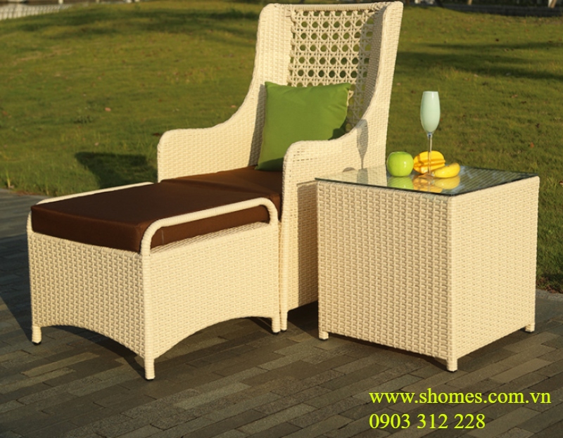 Bộ Sofa Mây Nhựa Có Ghế Để Chân - Giá Xưởng nơi mua bàn ghế mây nhựa