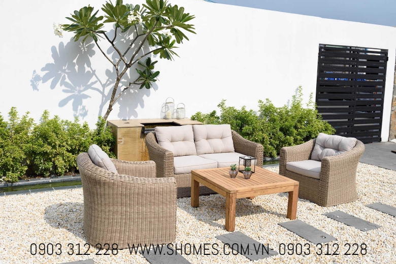 sofa nhựa giả mây